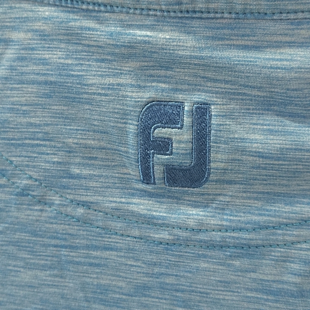 FootJoy Blue Heathered Men's Striped Polo Large Shirt Athletic Fit Golf - Picture 4 of 7